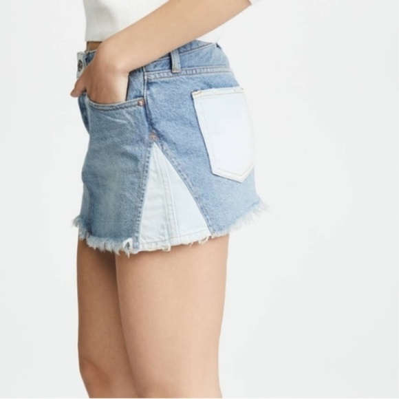 Free People WE THE FREE PATCHED DENIM MINI SKIRT size 26 - Picture 5 of 12